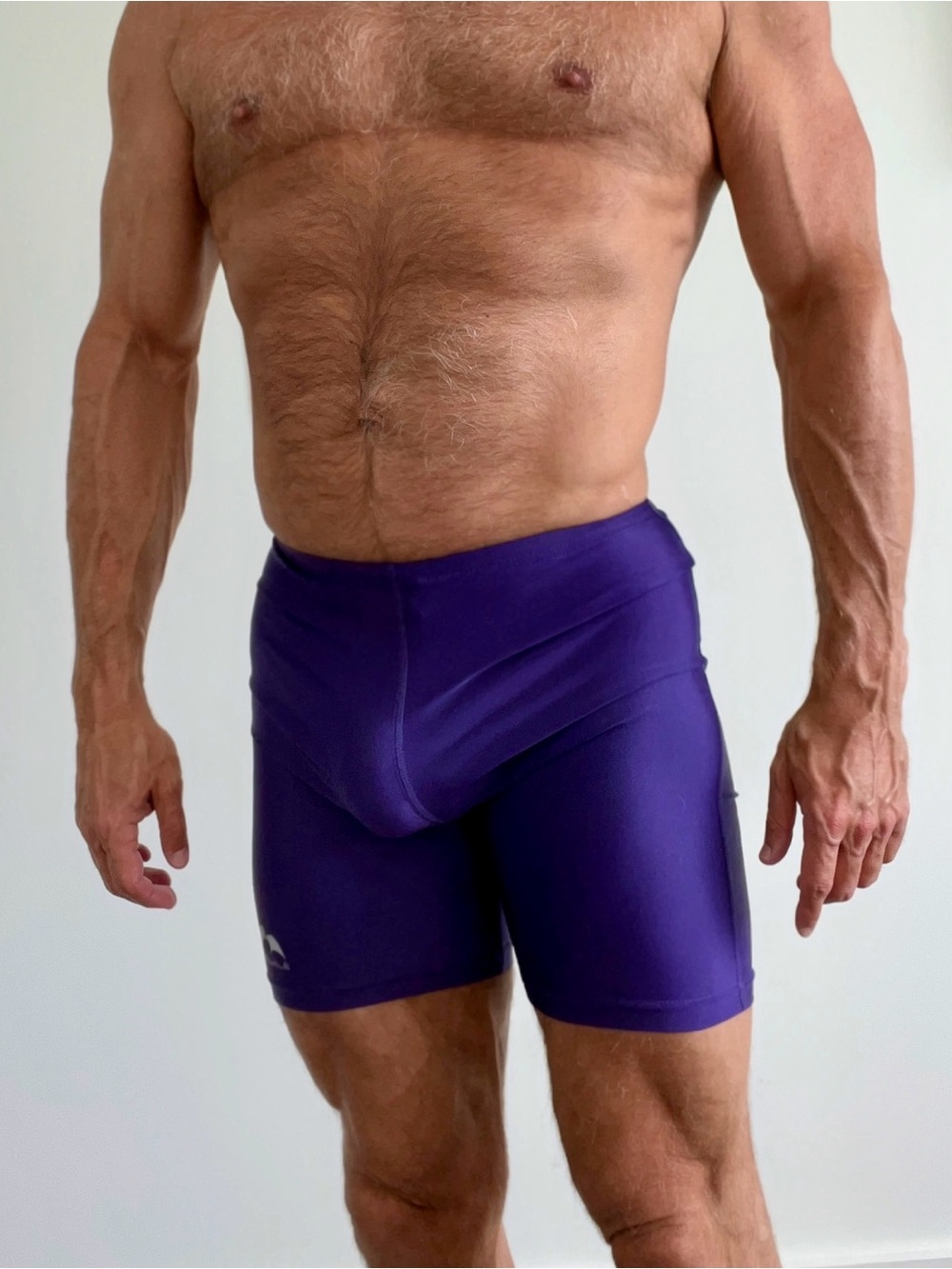 Men's Purple Swim Hybrids — Performance Jammer with a pocket